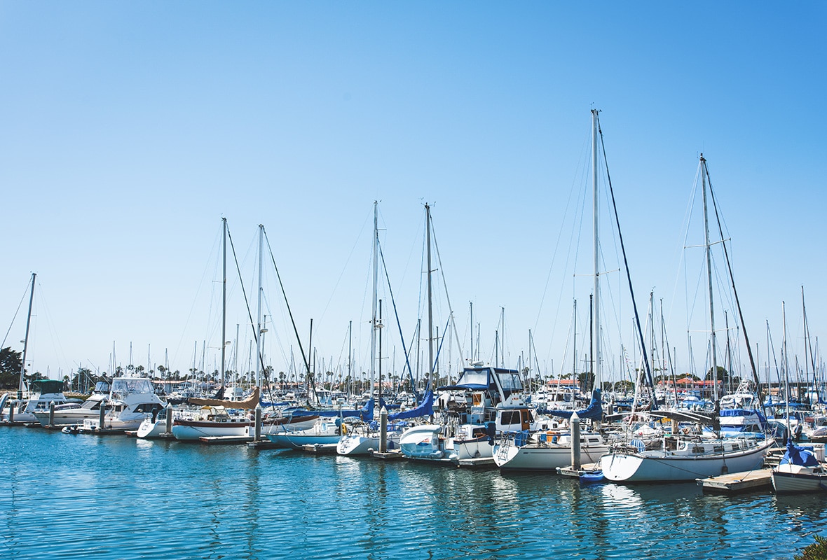 Boats docked at marina