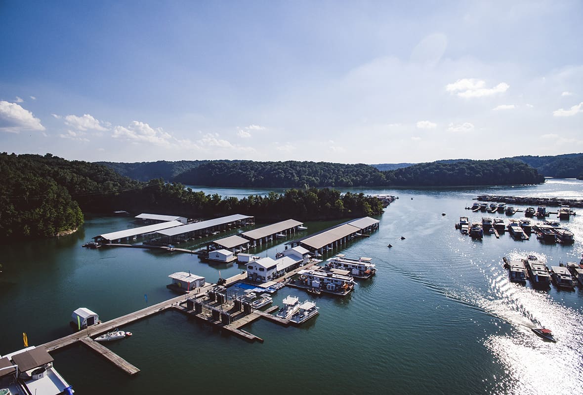 Aerial view of marina