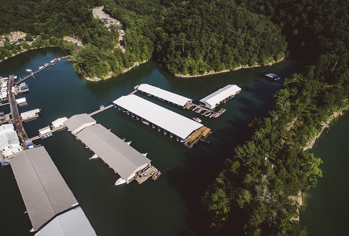 Aerial view of marina
