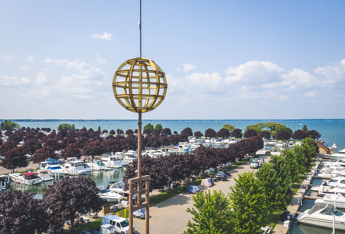Aerial view of marina
