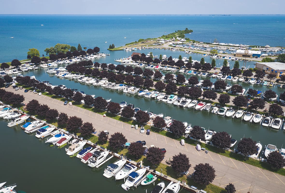Aerial view of marina
