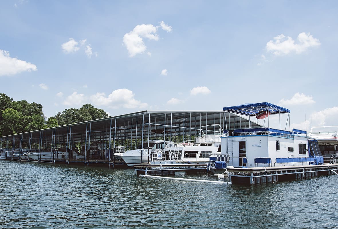 Covered slips at marina