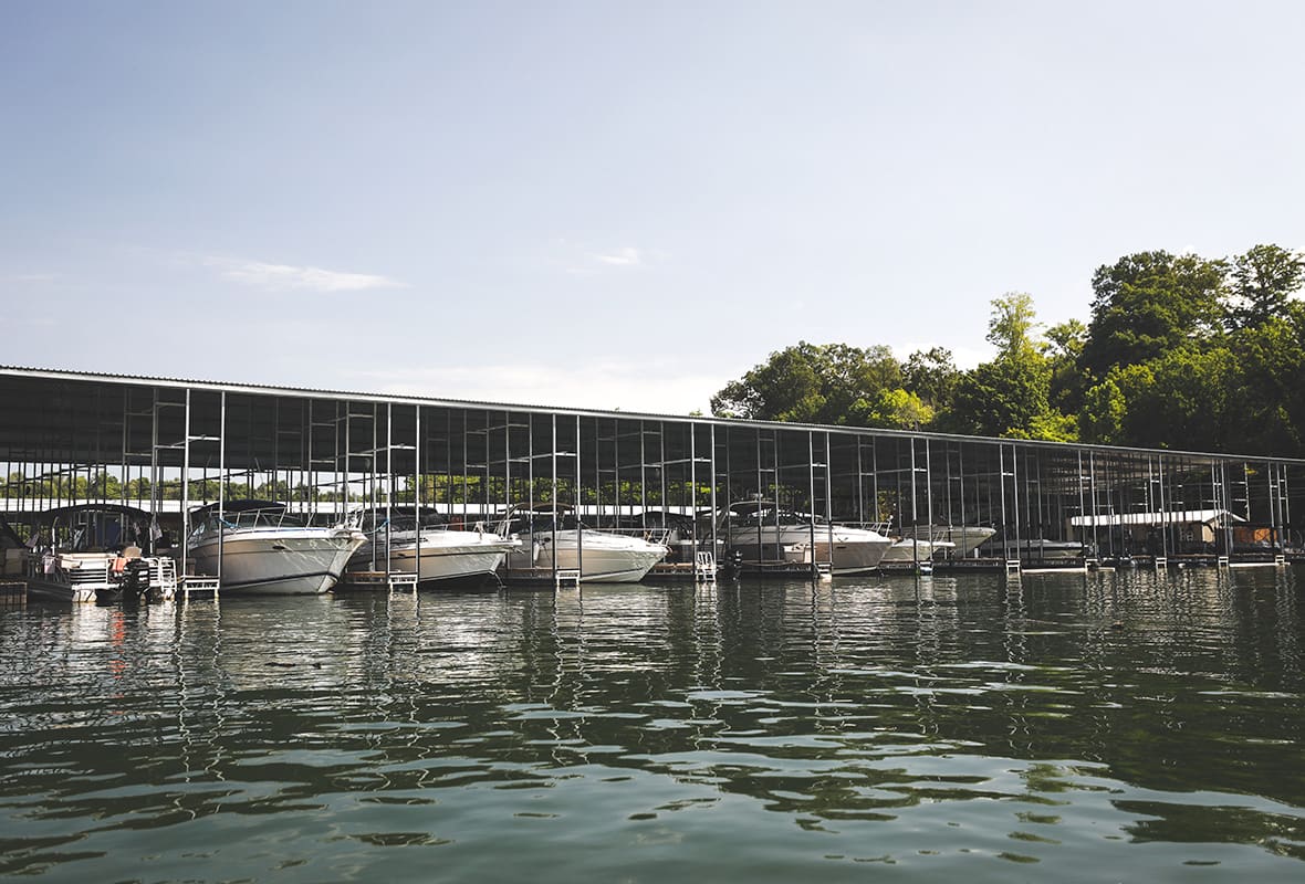 Covered slips at marina