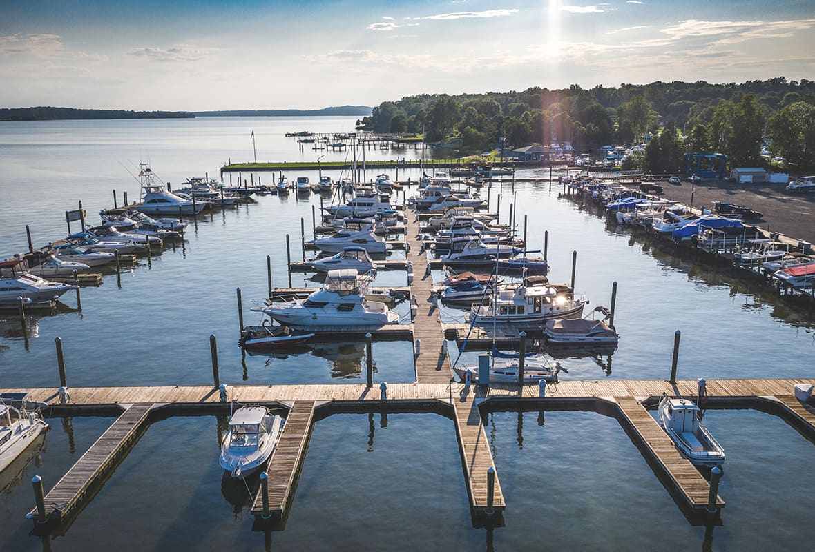 Aerial view of marina