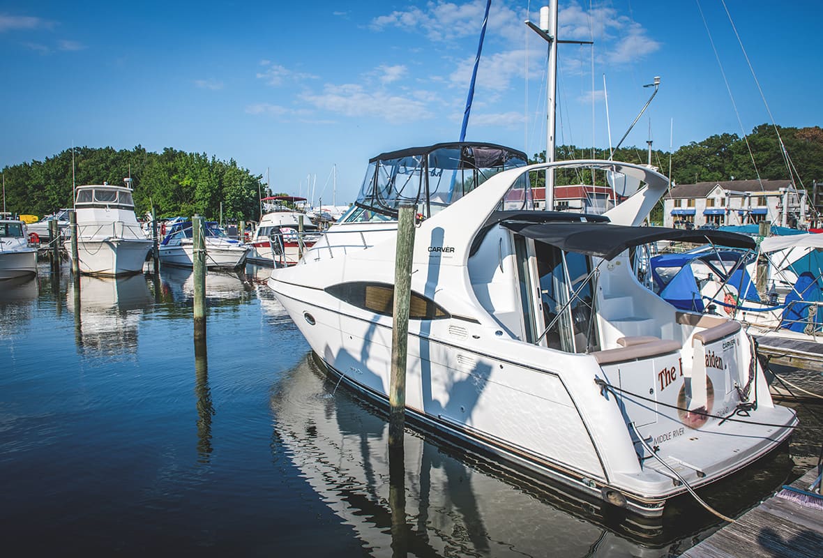 Boat docked at marina