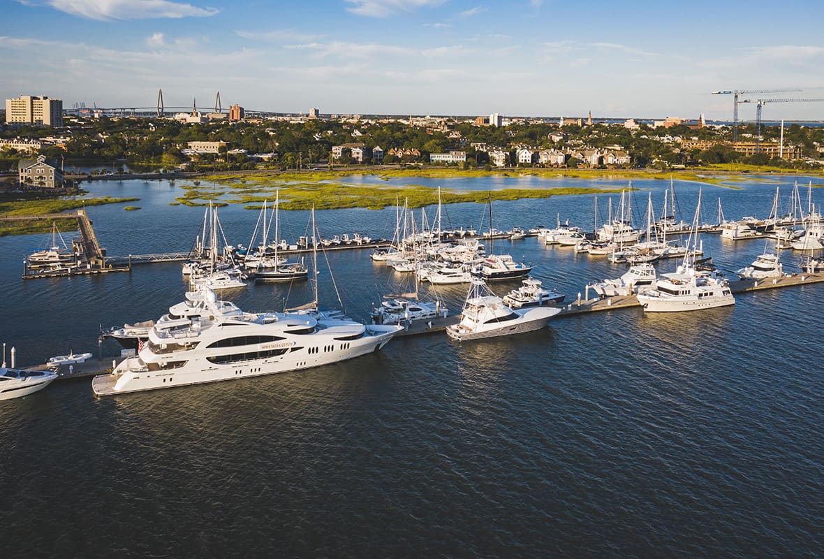 Aerial view of boats