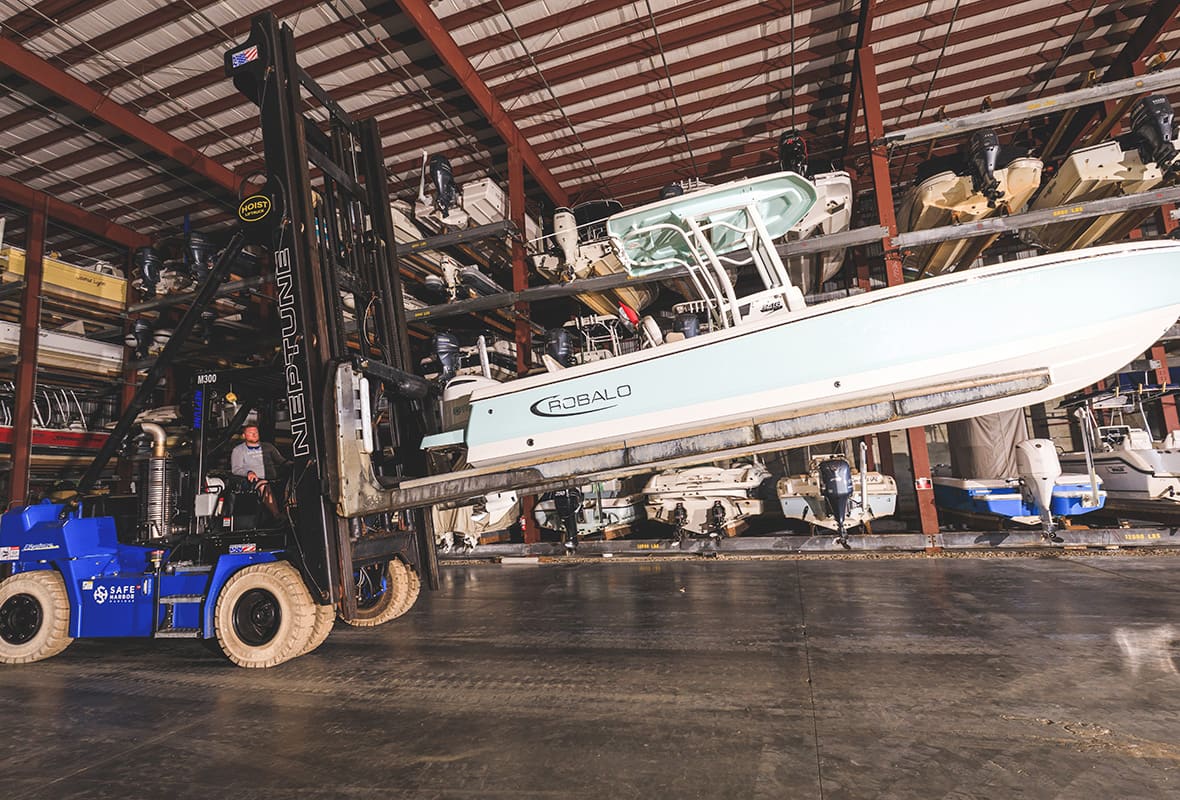 Boat being brought to storage