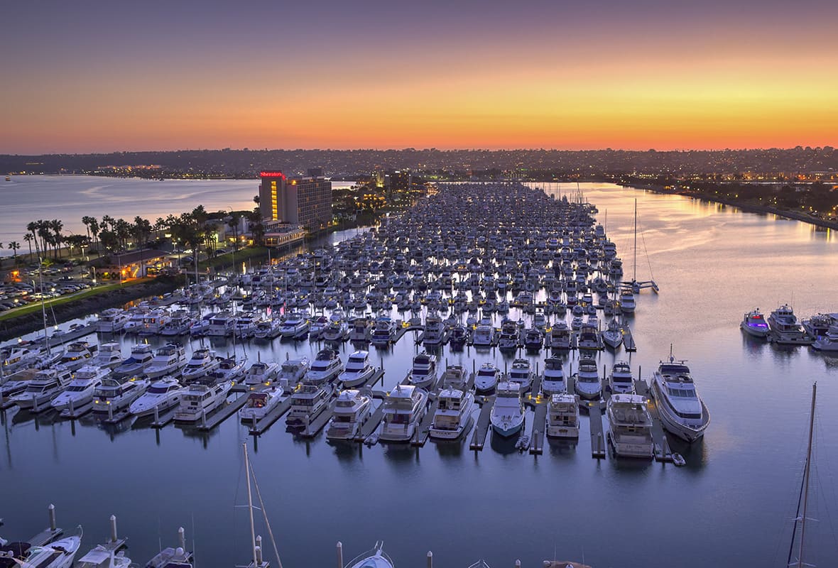 Aerial view of marina