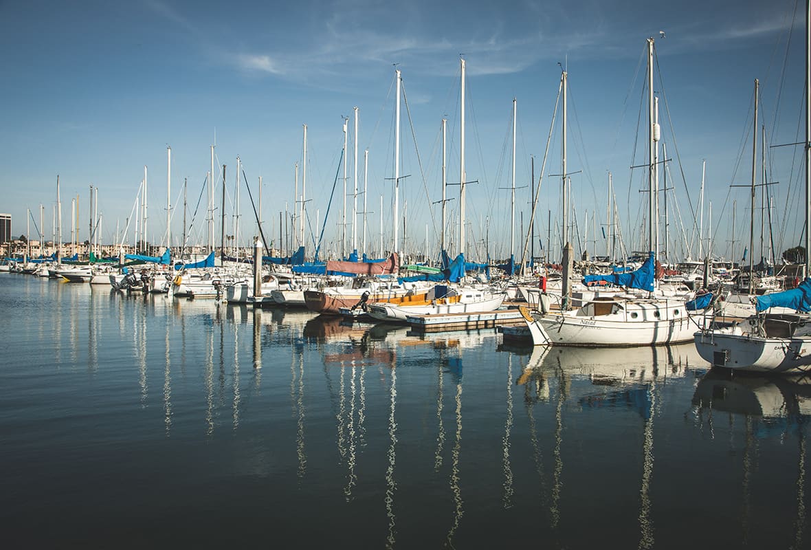 Boats docked at marinas