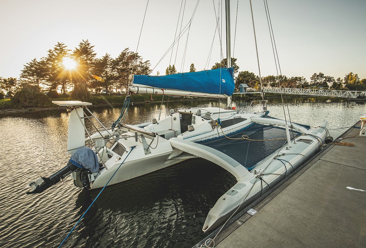 Boat docked at marina