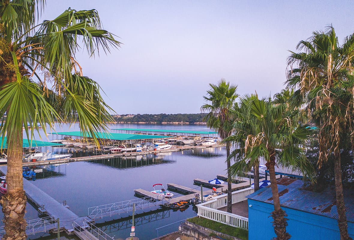 Covered slips at marina