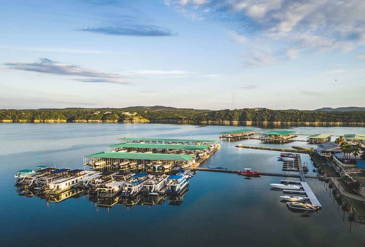 Aerial view of marina