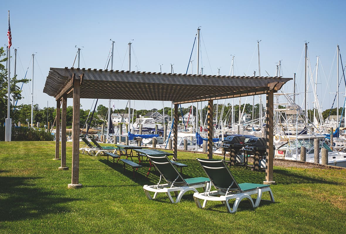 Picnic and grill area by water