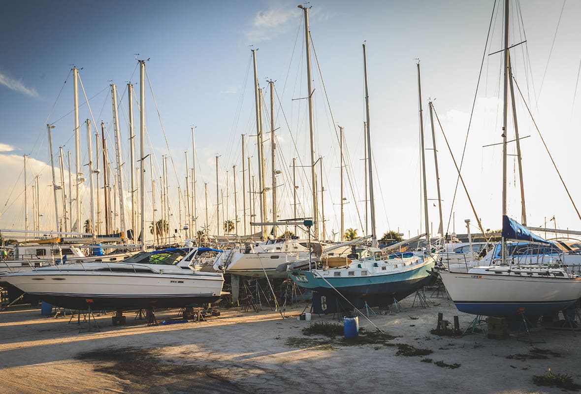 Boat storage area on land