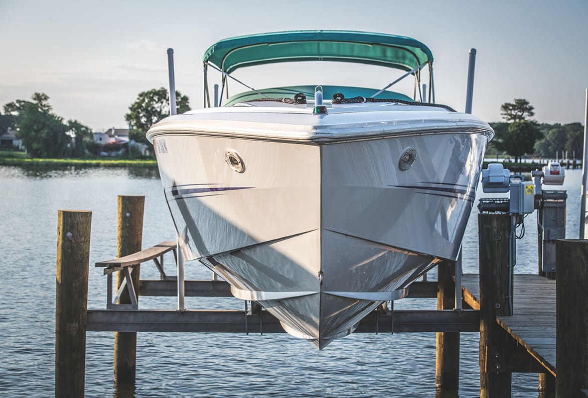 Boats docked at marina