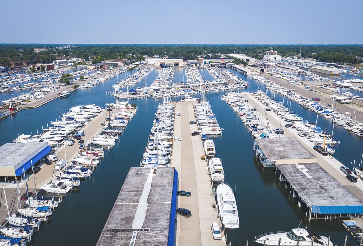 Aerial view of marina