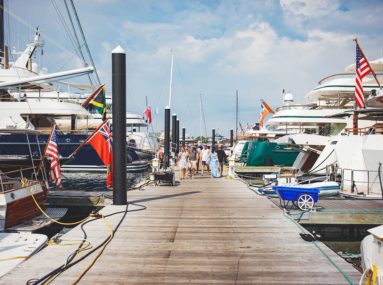 safe harbor newport shipyard family walking down dock