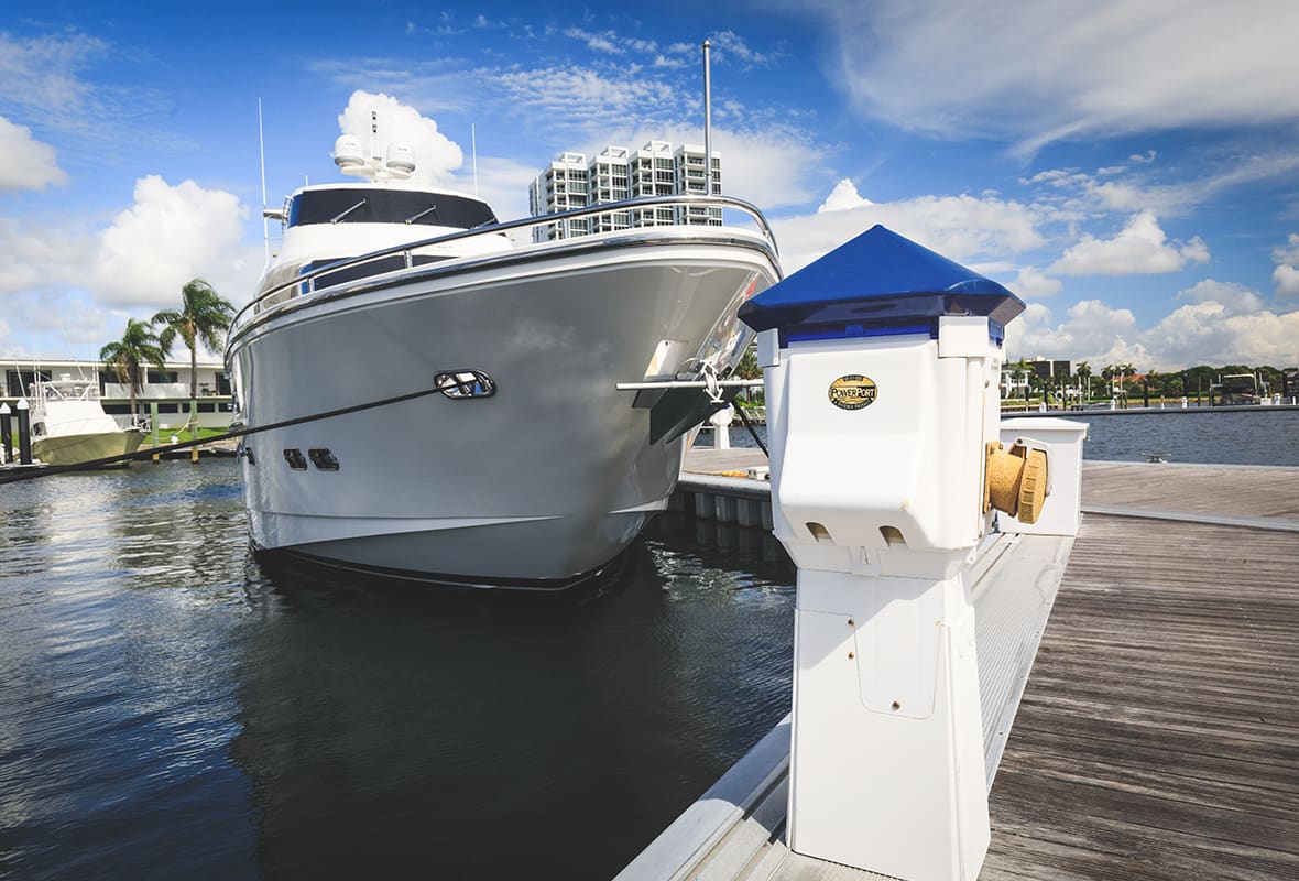Boat docked at marina