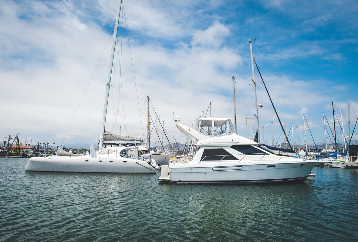 Boats docked at marina