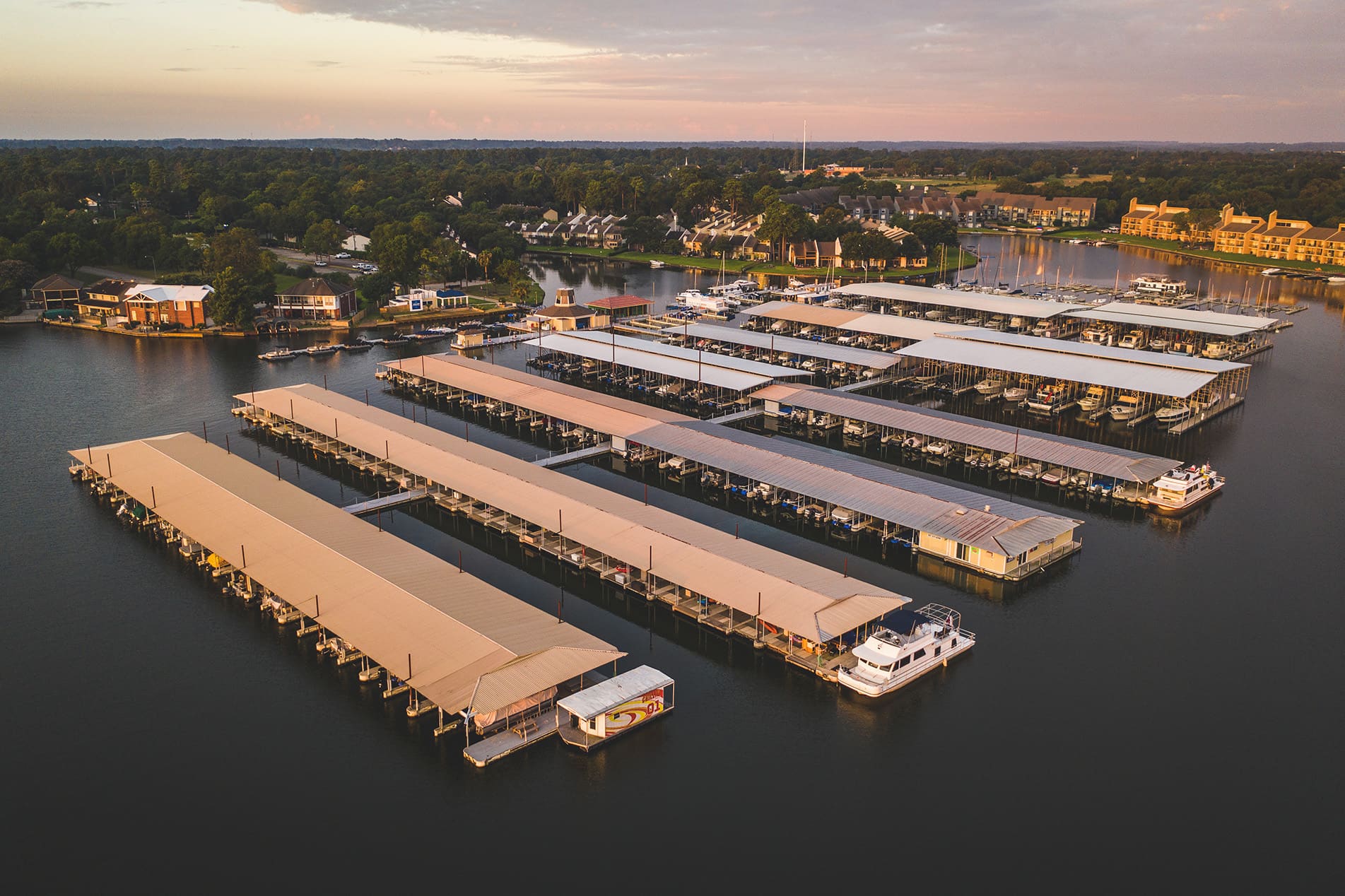 Aerial view of marina