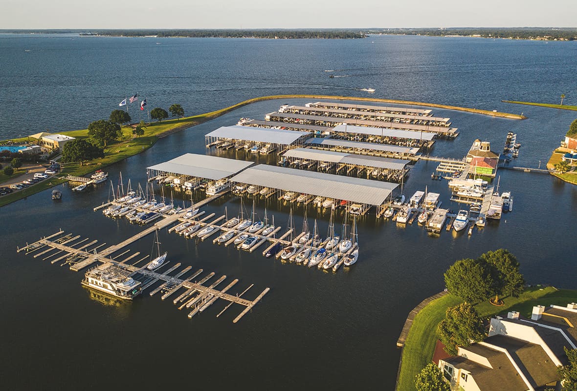 Aerial view of marina
