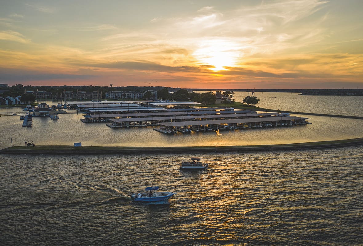 Aerial view of marina