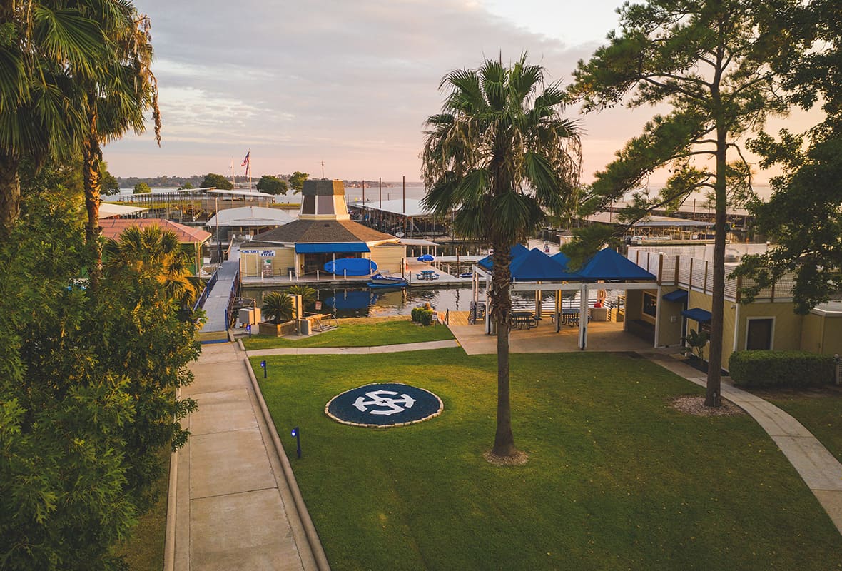 Aerial view of marina