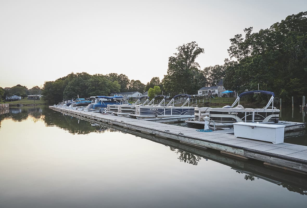 Boats docked at marina