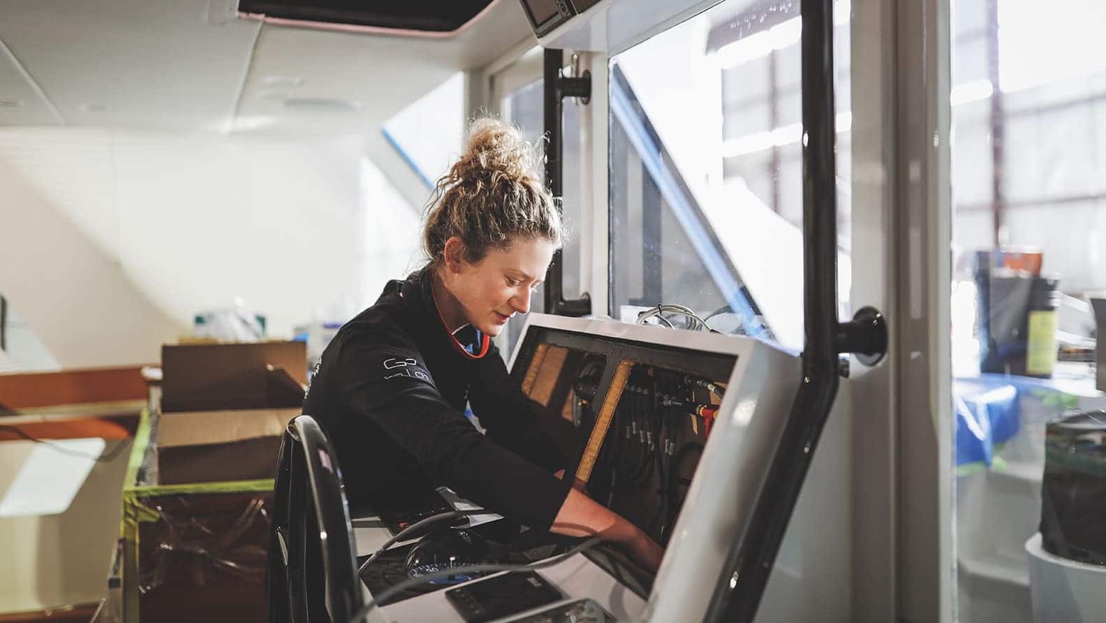 woman repairing electrical