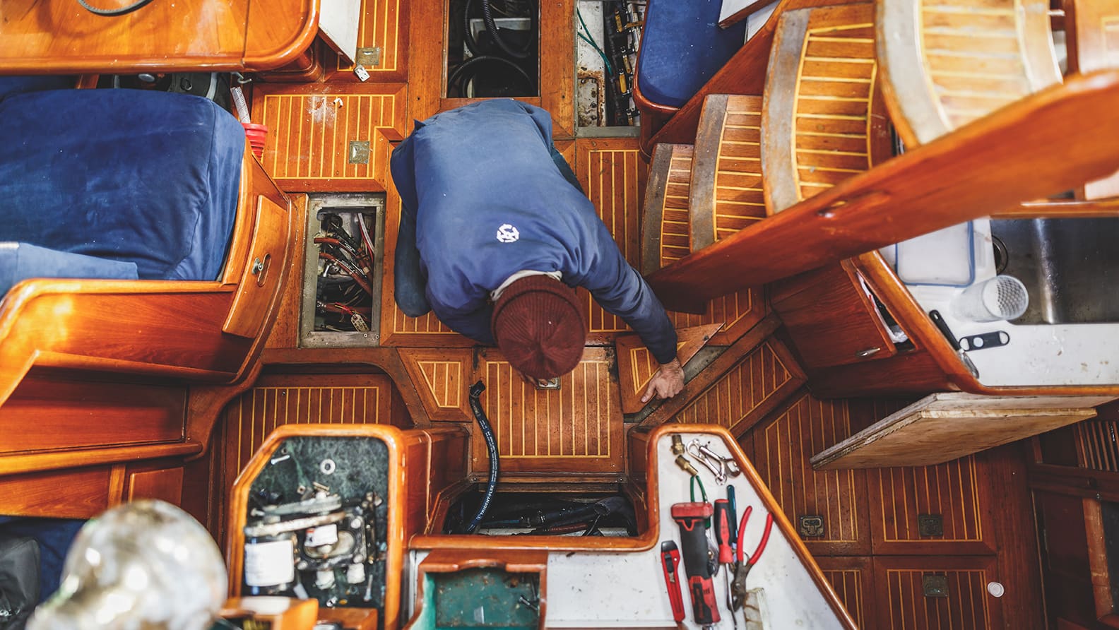 repairing boat